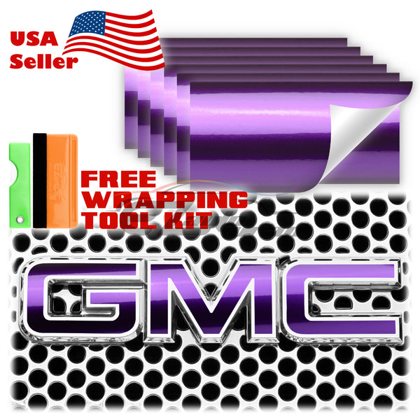 6pcs 4"x6" Gloss Metallic GMC Emblem Overlay Vinyl Wrap