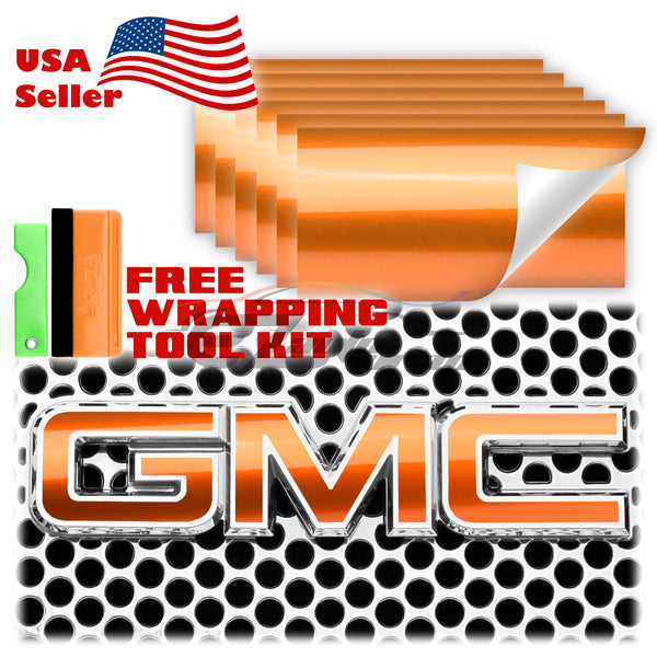 6pcs 4"x6" Gloss Metallic GMC Emblem Overlay Vinyl Wrap