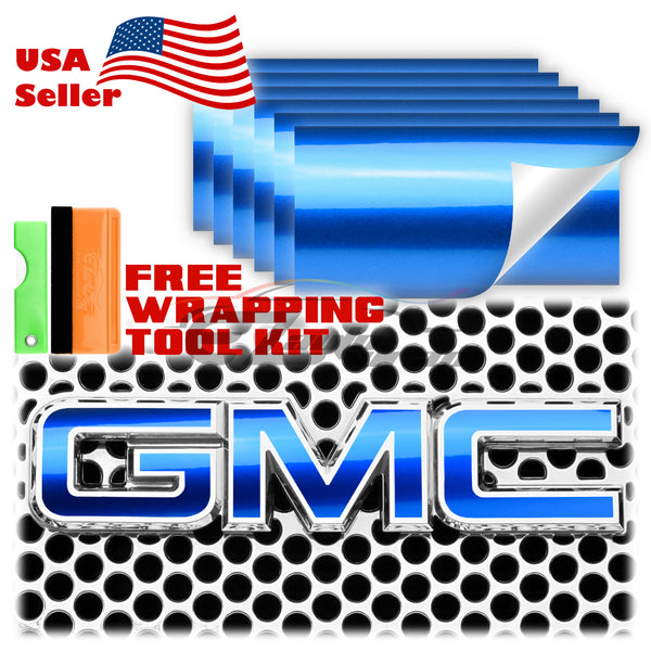 6pcs 4"x6" Gloss Metallic GMC Emblem Overlay Vinyl Wrap