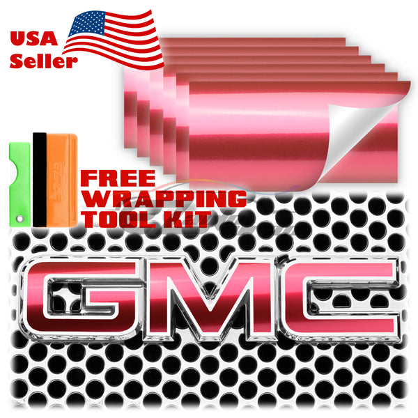 6pcs 4"x6" Gloss Metallic GMC Emblem Overlay Vinyl Wrap