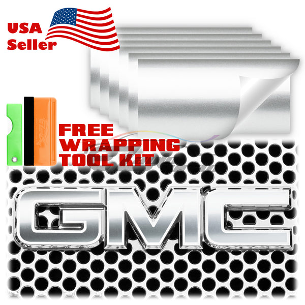 6pcs 4"x6" Gloss Metallic GMC Emblem Overlay Vinyl Wrap