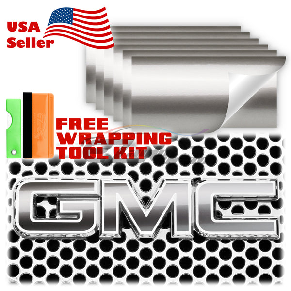 6pcs 4"x6" Gloss Metallic GMC Emblem Overlay Vinyl Wrap