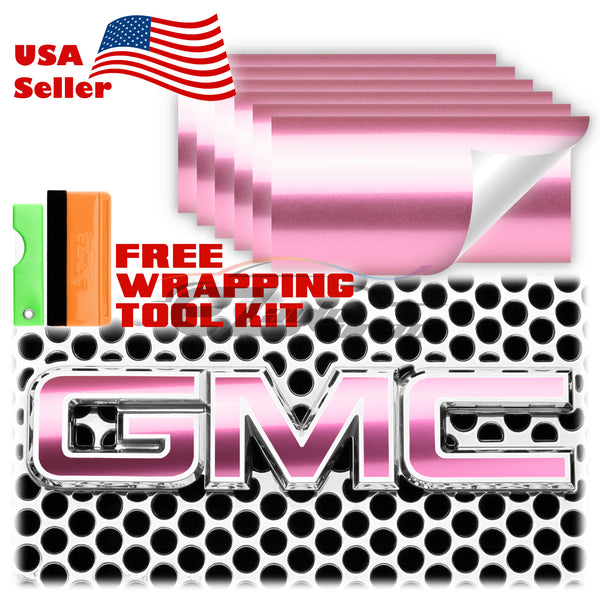6pcs 4"x6" Gloss Metallic GMC Emblem Overlay Vinyl Wrap