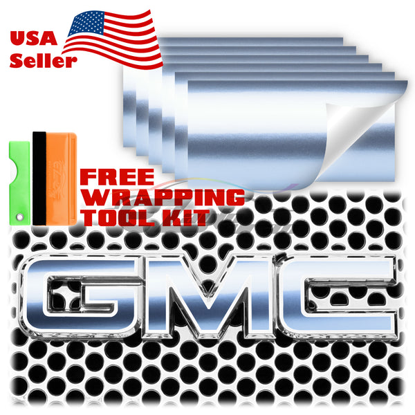 6pcs 4"x6" Gloss Metallic GMC Emblem Overlay Vinyl Wrap