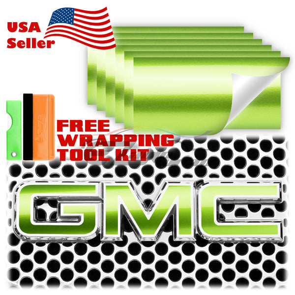 6pcs 4"x6" Gloss Metallic GMC Emblem Overlay Vinyl Wrap