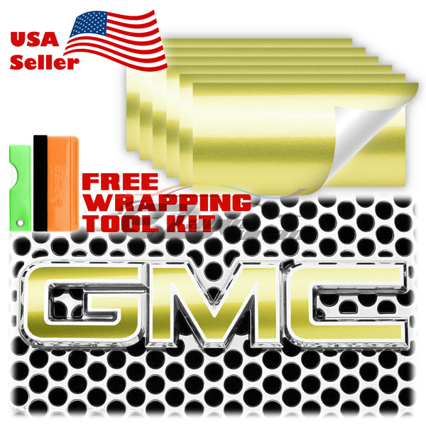 6pcs 4"x6" Gloss Metallic GMC Emblem Overlay Vinyl Wrap