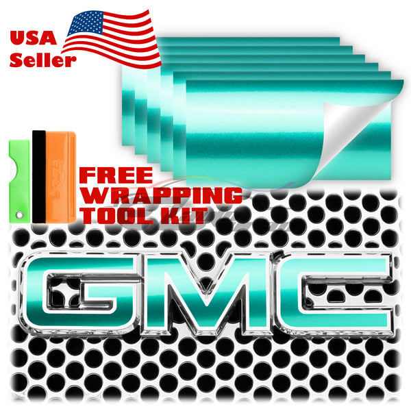 6pcs 4"x6" Gloss Metallic GMC Emblem Overlay Vinyl Wrap