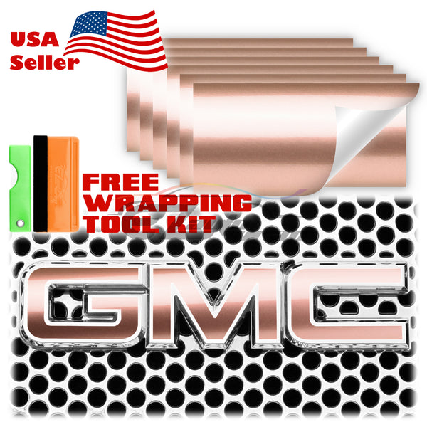 6pcs 4"x6" Gloss Metallic GMC Emblem Overlay Vinyl Wrap