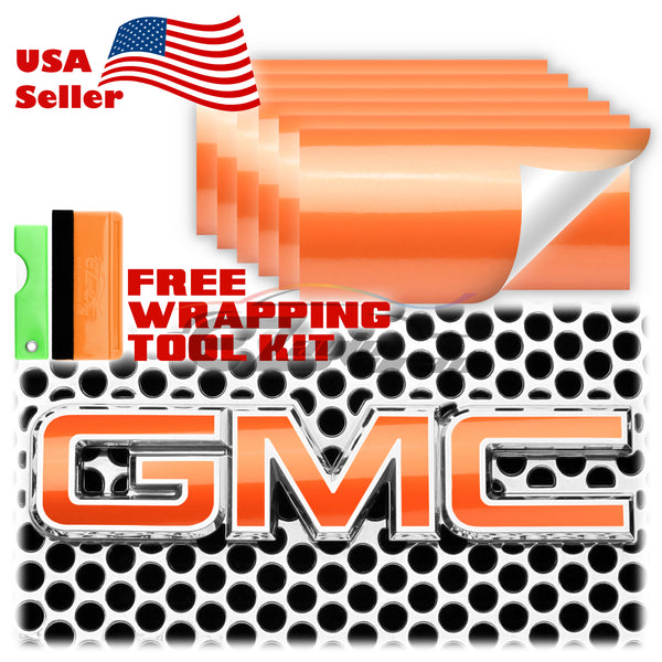 6pcs 4"x6" Gloss Metallic GMC Emblem Overlay Vinyl Wrap