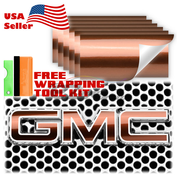 6pcs 4"x6" Gloss Metallic GMC Emblem Overlay Vinyl Wrap