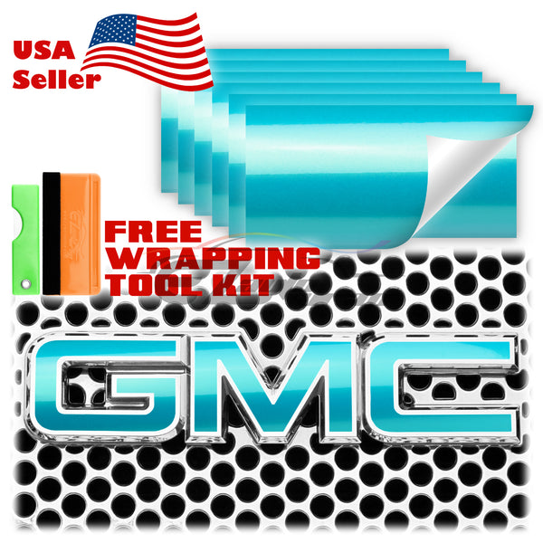 6pcs 4"x6" Gloss Metallic GMC Emblem Overlay Vinyl Wrap