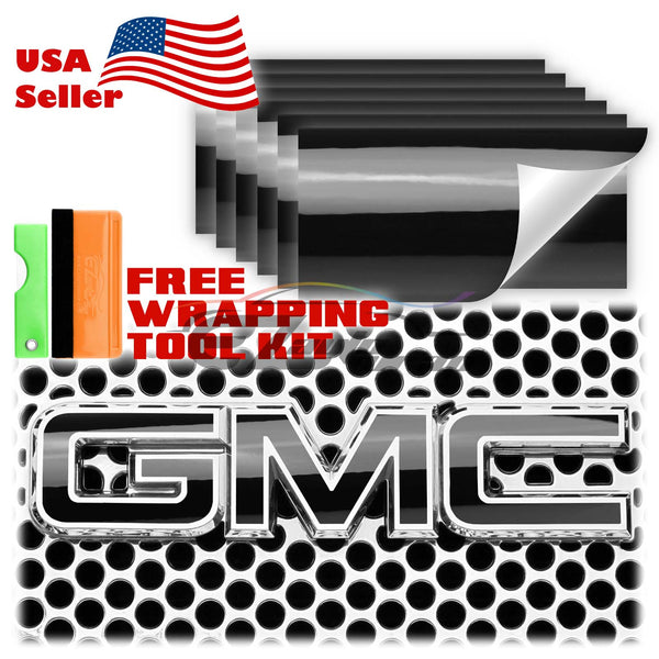 6pcs 4"x6" Gloss GMC Emblem Overlay Vinyl Wrap