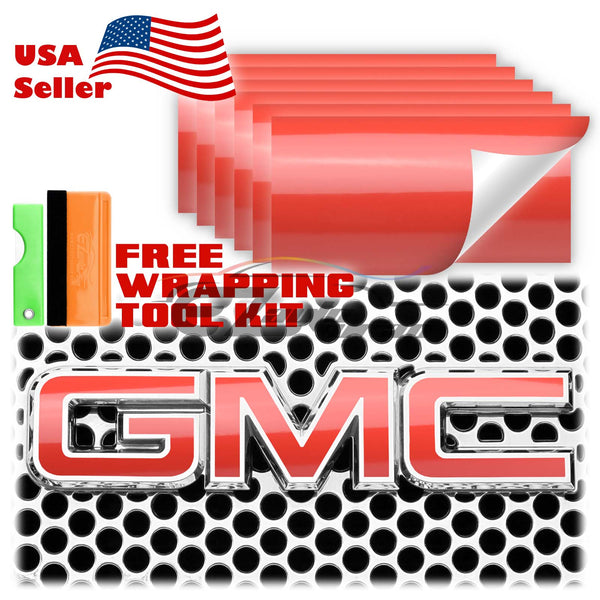 6pcs 4"x6" Gloss GMC Emblem Overlay Vinyl Wrap