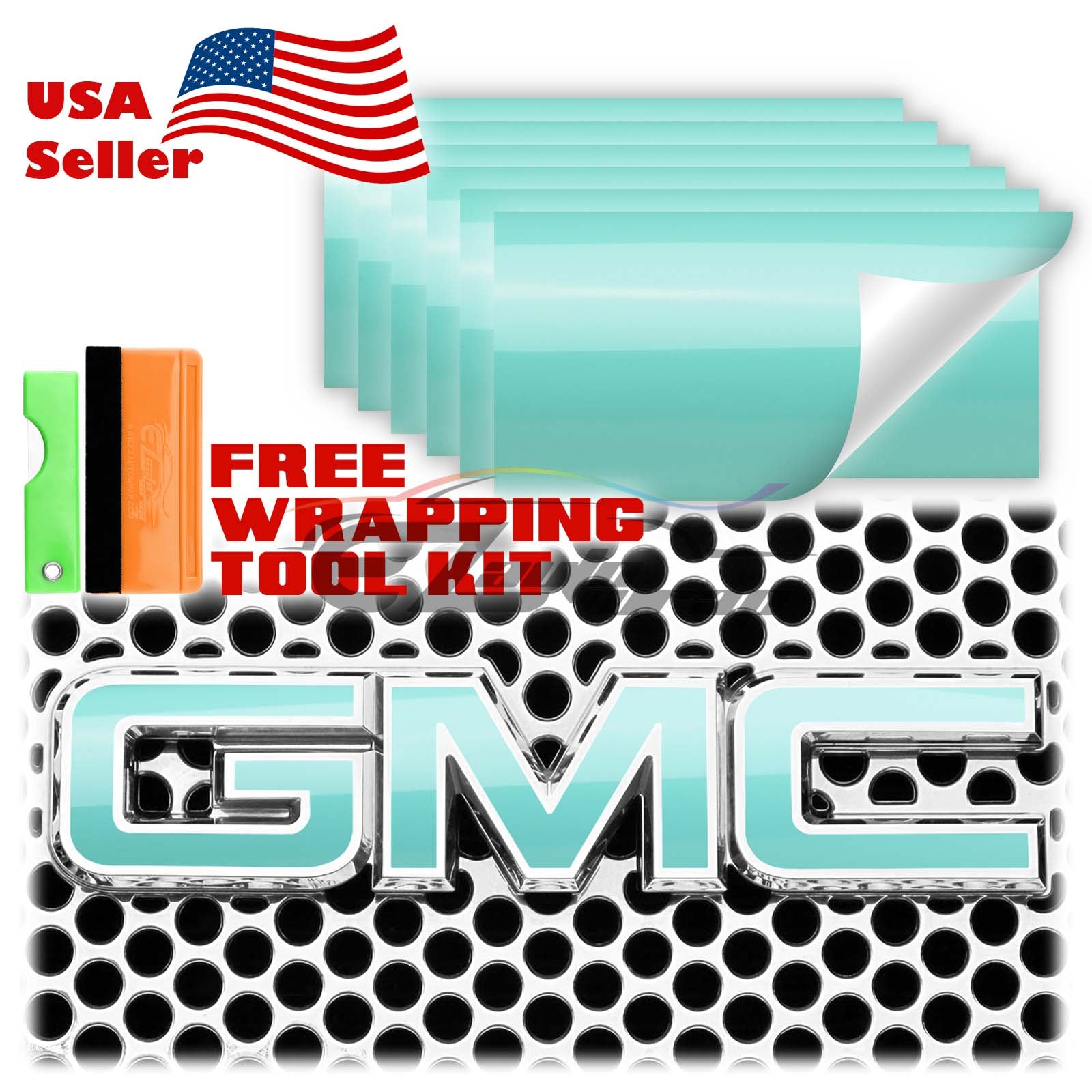 thumbnail image 2 of 6pcs 4\"x6\" Brushed Aluminum GMC Emblem Overlay – EzAuto Wrap 2 of 10