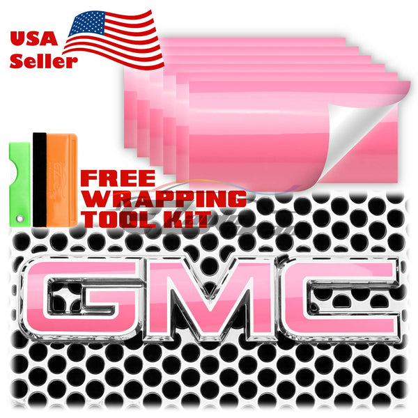 6pcs 4"x6" High Gloss GMC Emblem Overlay Vinyl Wrap