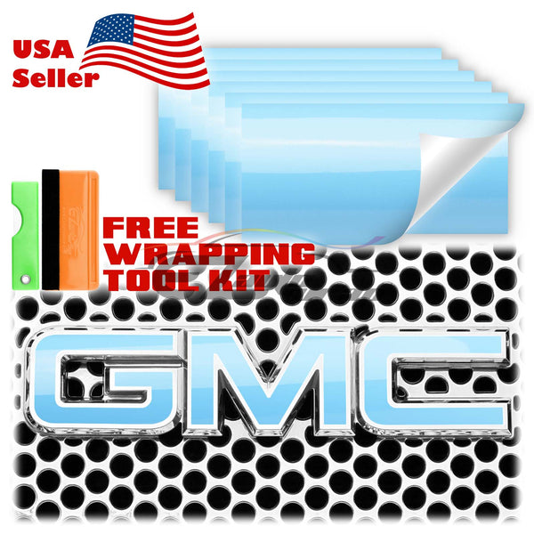 6pcs 4"x6" High Gloss GMC Emblem Overlay Vinyl Wrap