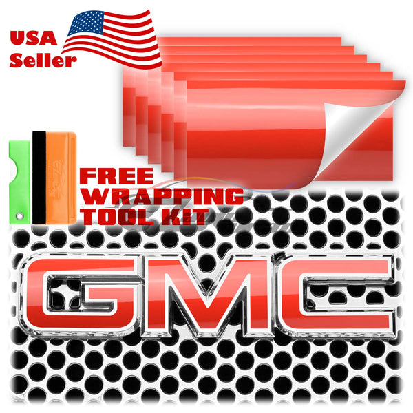 6pcs 4"x6" High Gloss GMC Emblem Overlay Vinyl Wrap
