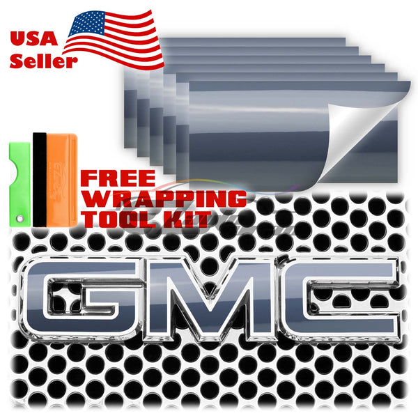 6pcs 4"x6" High Gloss GMC Emblem Overlay Vinyl Wrap