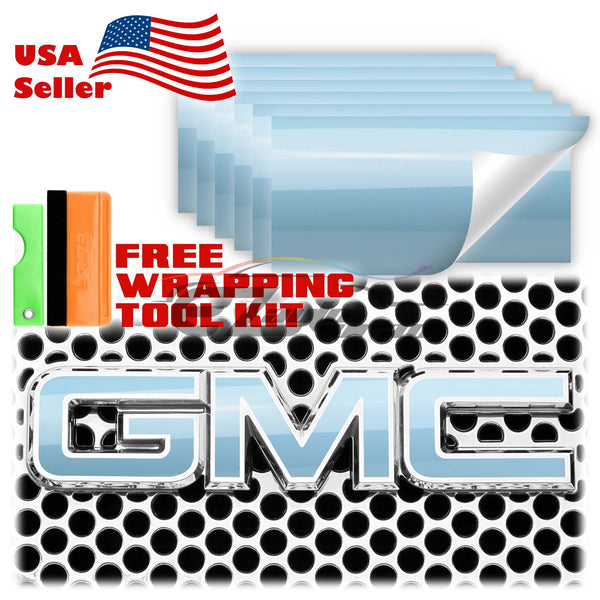 6pcs 4"x6" High Gloss GMC Emblem Overlay Vinyl Wrap