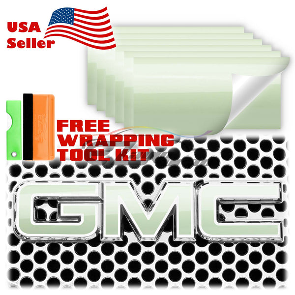 6pcs 4"x6" High Gloss GMC Emblem Overlay Vinyl Wrap