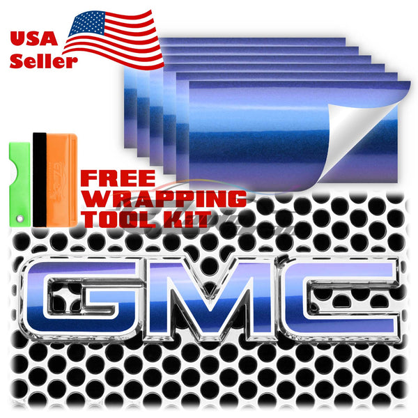 6pcs 4"x6" Super Gloss Metallic GMC Emblem Overlay Vinyl Wrap