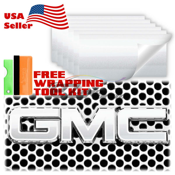 6pcs 4"x6" Super Gloss Metallic GMC Emblem Overlay Vinyl Wrap