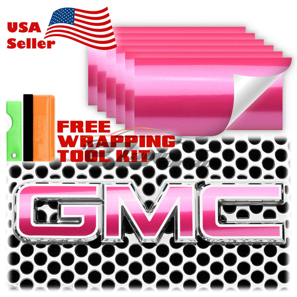 6pcs 4"x6" Super Gloss Metallic GMC Emblem Overlay Vinyl Wrap