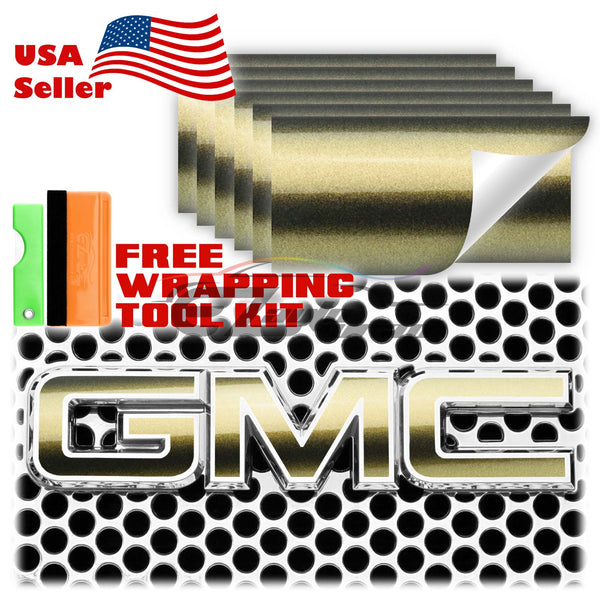 6pcs 4"x6" Super Gloss Metallic GMC Emblem Overlay Vinyl Wrap