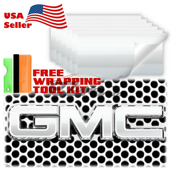 6pcs 4"x6" Super Gloss Metallic GMC Emblem Overlay Vinyl Wrap