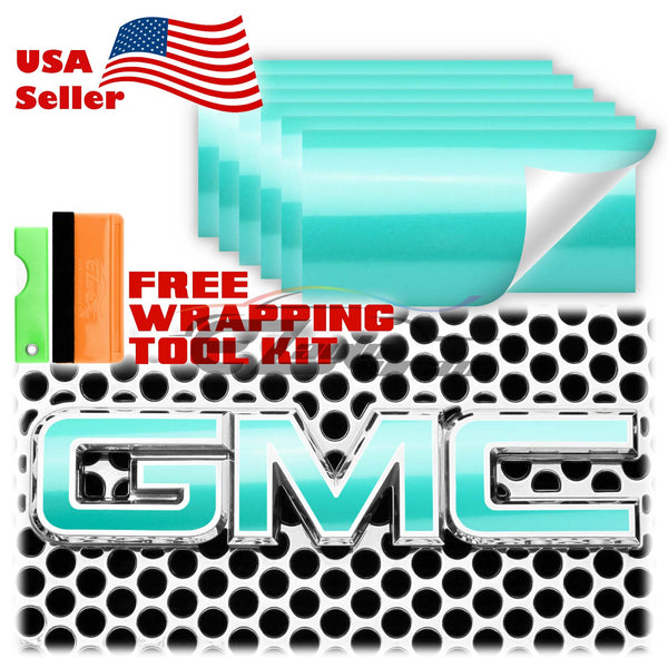 6pcs 4"x6" Super Gloss Metallic GMC Emblem Overlay Vinyl Wrap