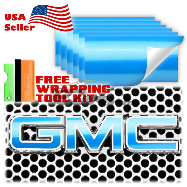 6pcs 4"x6" Super Gloss Metallic GMC Emblem Overlay Vinyl Wrap