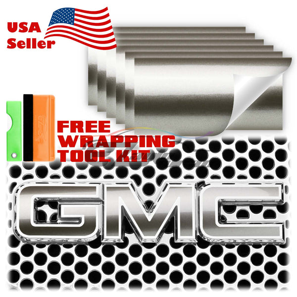 6pcs 4"x6" Super Gloss Metallic GMC Emblem Overlay Vinyl Wrap
