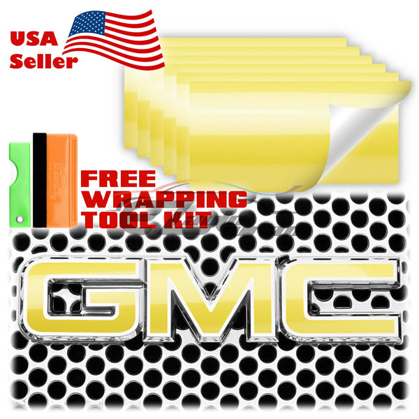6pcs 4"x6" Super Gloss Metallic GMC Emblem Overlay Vinyl Wrap