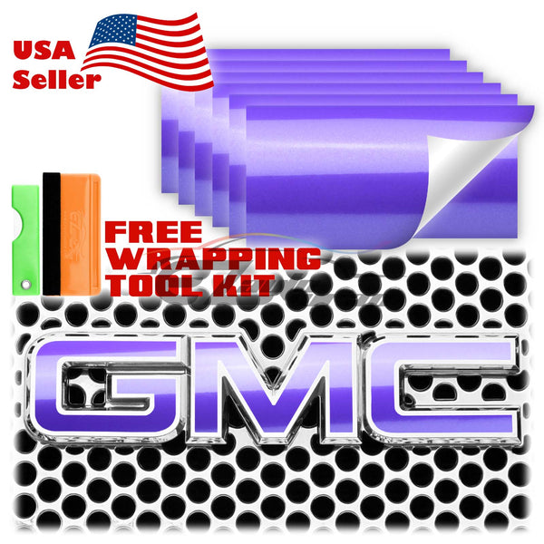 6pcs 4"x6" Super Gloss Metallic GMC Emblem Overlay Vinyl Wrap