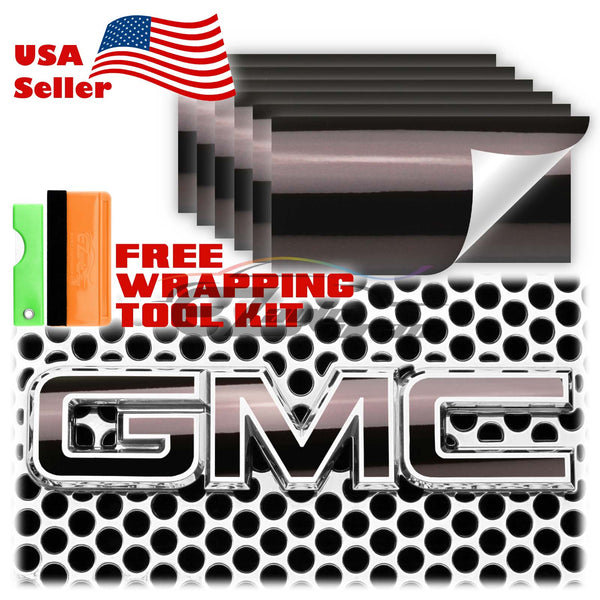 6pcs 4"x6" Super Gloss Metallic GMC Emblem Overlay Vinyl Wrap