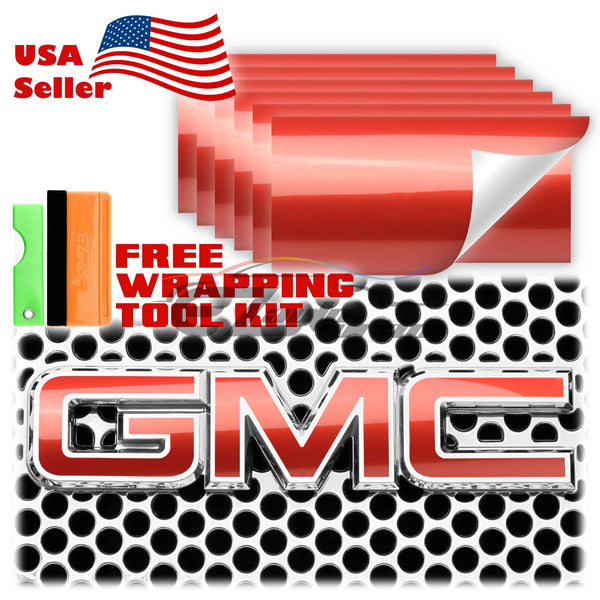 6pcs 4"x6" Super Gloss Metallic GMC Emblem Overlay Vinyl Wrap