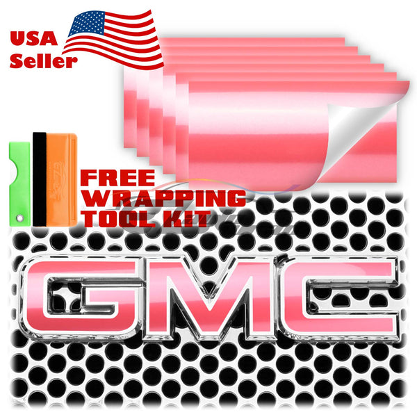 6pcs 4"x6" Super Gloss Metallic GMC Emblem Overlay Vinyl Wrap