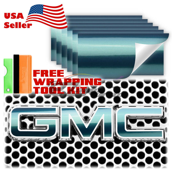 6pcs 4"x6" Super Gloss Metallic GMC Emblem Overlay Vinyl Wrap