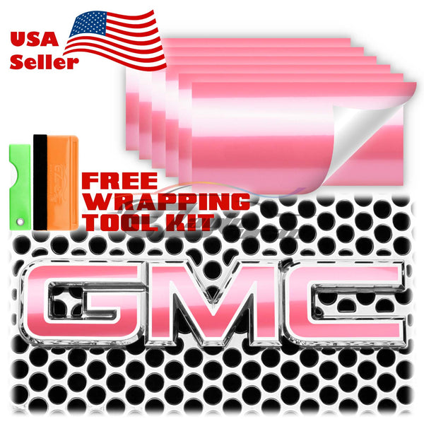 6pcs 4"x6" Super Gloss Metallic GMC Emblem Overlay Vinyl Wrap