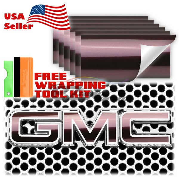 6pcs 4"x6" Super Gloss Metallic GMC Emblem Overlay Vinyl Wrap