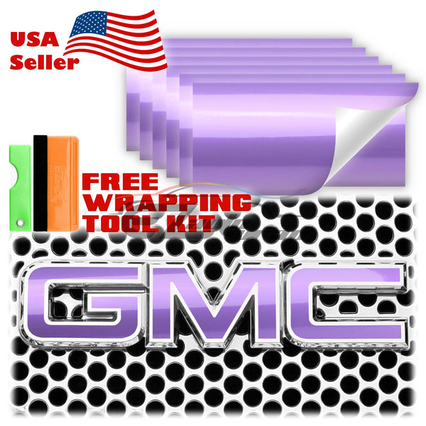 6pcs 4"x6" Super Gloss Metallic GMC Emblem Overlay Vinyl Wrap
