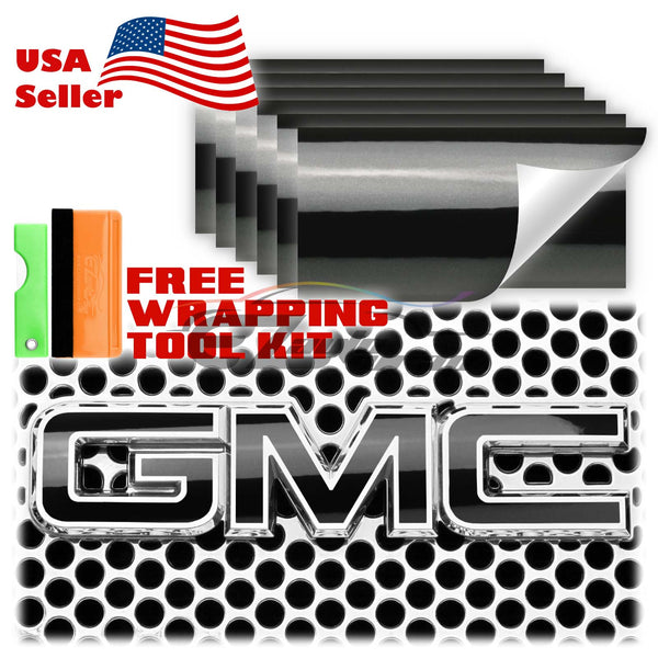 6pcs 4"x6" Super Gloss Metallic GMC Emblem Overlay Vinyl Wrap