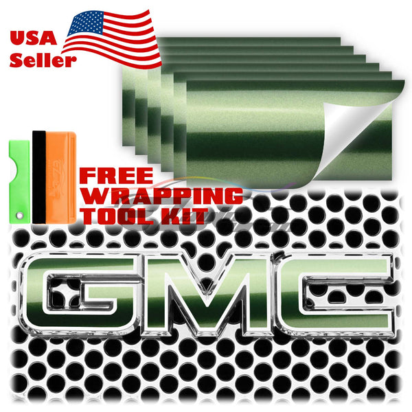 6pcs 4"x6" Super Gloss Metallic GMC Emblem Overlay Vinyl Wrap