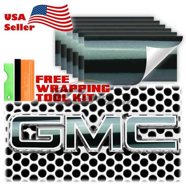 6pcs 4"x6" Super Gloss Metallic GMC Emblem Overlay Vinyl Wrap