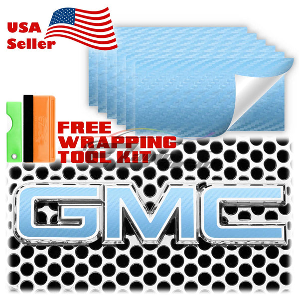 6pcs 4"x6" 3D Carbon Fiber Matte GMC Emblem Overlay