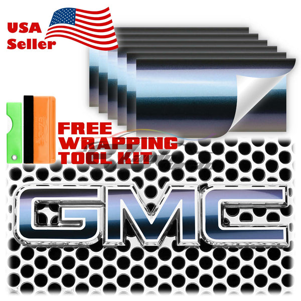 6pcs 4"x6" Chameleon Gloss Color Shift GMC Emblem Overlay Vinyl Wrap