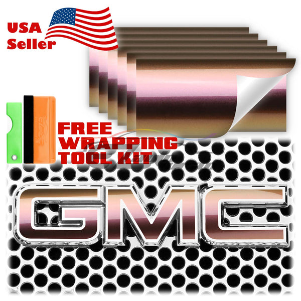 6pcs 4"x6" Chameleon Gloss Color Shift GMC Emblem Overlay Vinyl Wrap