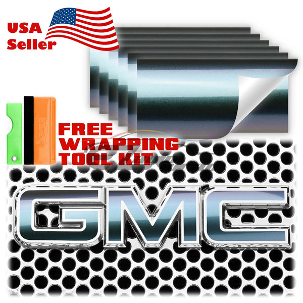 6pcs 4"x6" Chameleon Gloss Color Shift GMC Emblem Overlay Vinyl Wrap