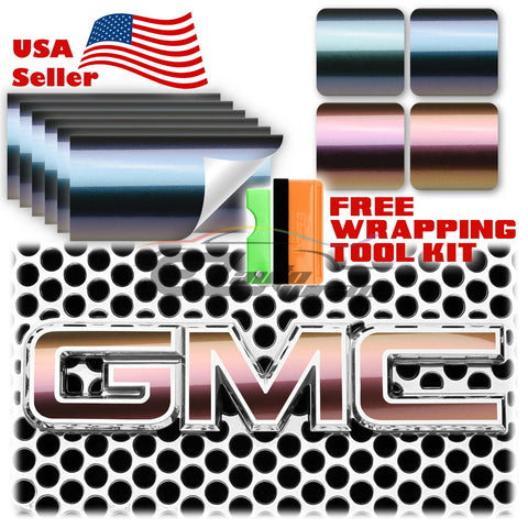 6pcs 4"x6" Chameleon Gloss Color Shift GMC Emblem Overlay Vinyl Wrap