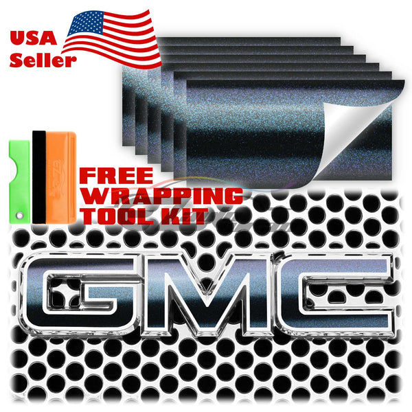 6pcs 4"x6" Chameleon Matte Metallic Color Shift GMC Emblem Overlay Vinyl Wrap